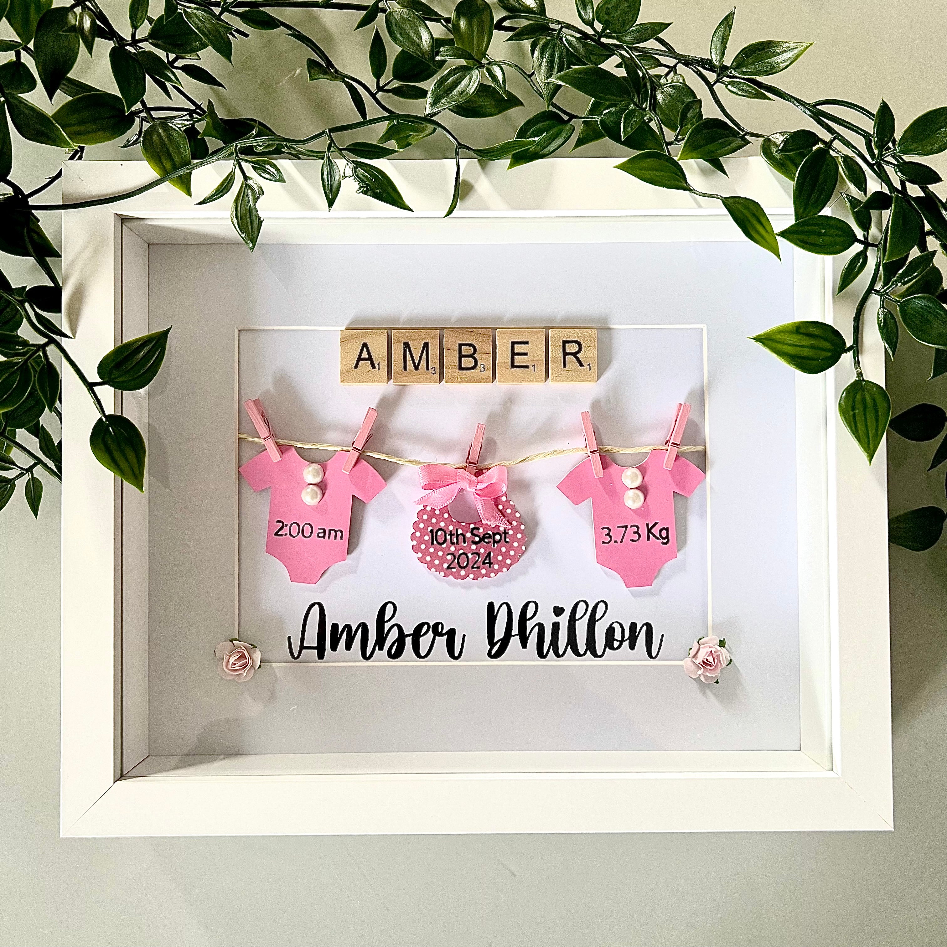 Personalised 3D Newborn Announcement Frame | Baby Shower Gift