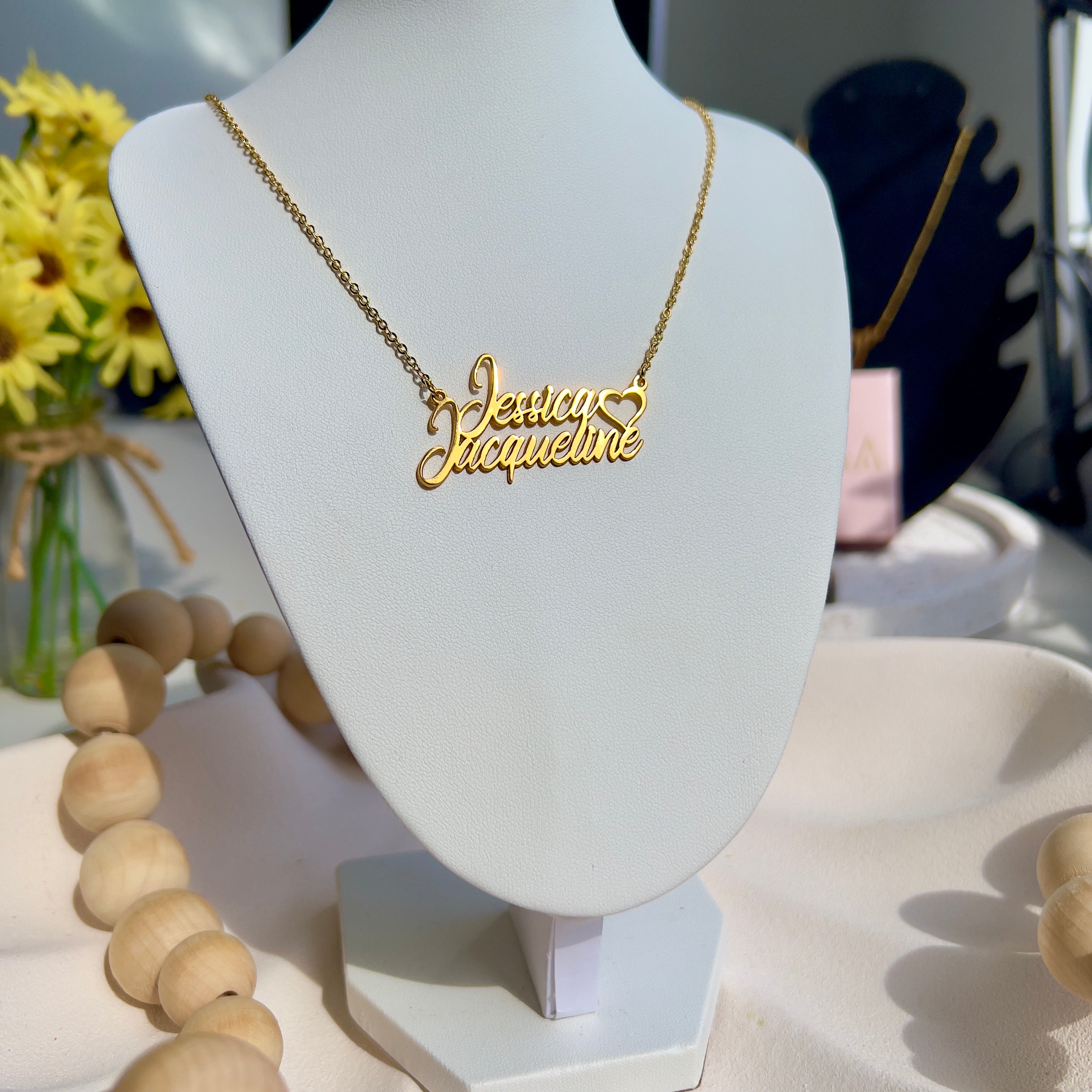 The Eternally Bound - Double Name Necklace | 18 K Gold Plated | Couples Necklace