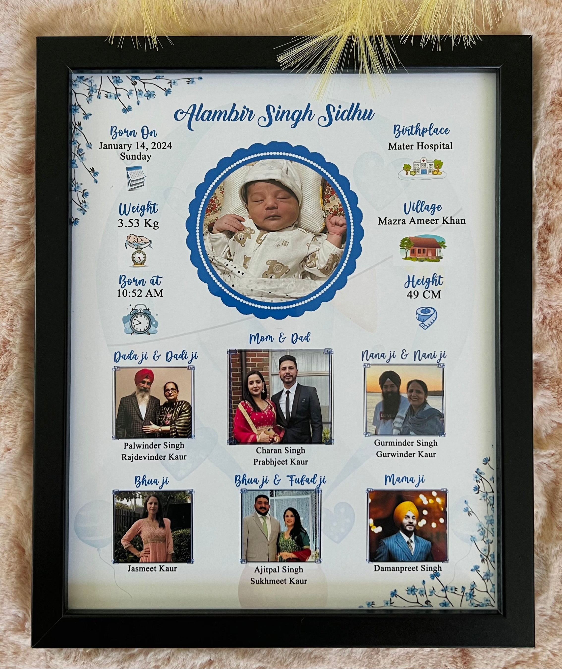 Baby Birth Details Photo Frame