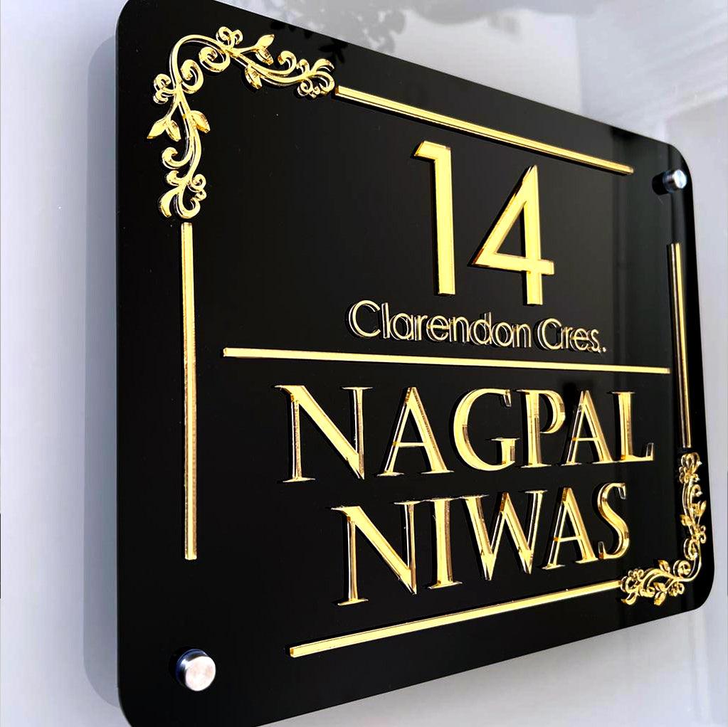 Luxury House Number Plate: 3D Black & Gold | Elevate Your Home's Address Display Tranquil Touch Gifts