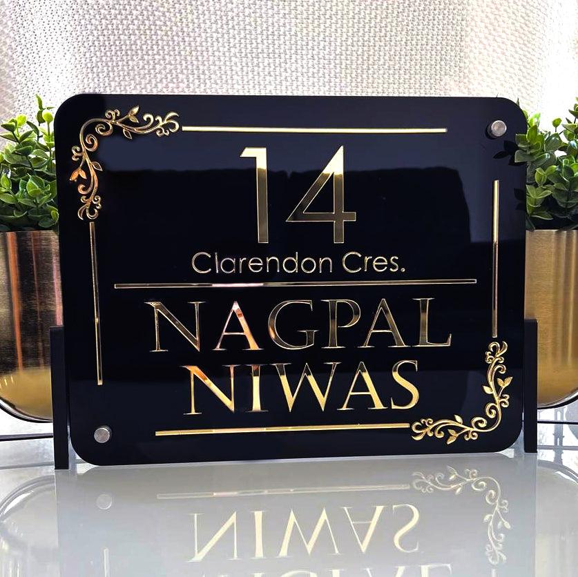 Luxury House Number Plate: 3D Black & Gold | Elevate Your Home's Address Display Tranquil Touch Gifts
