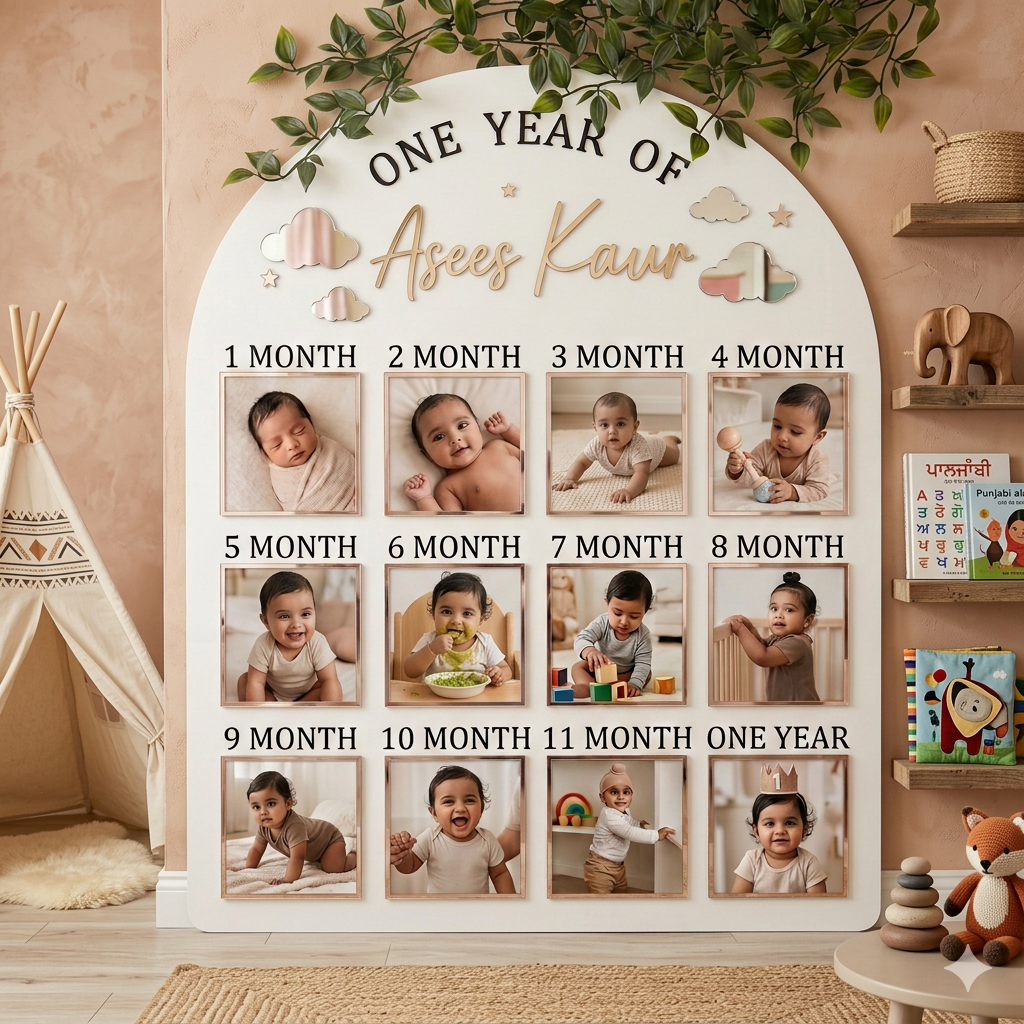 Baby First Year Milestone Photo Board | Monthly Photo Display | Nursery Decor