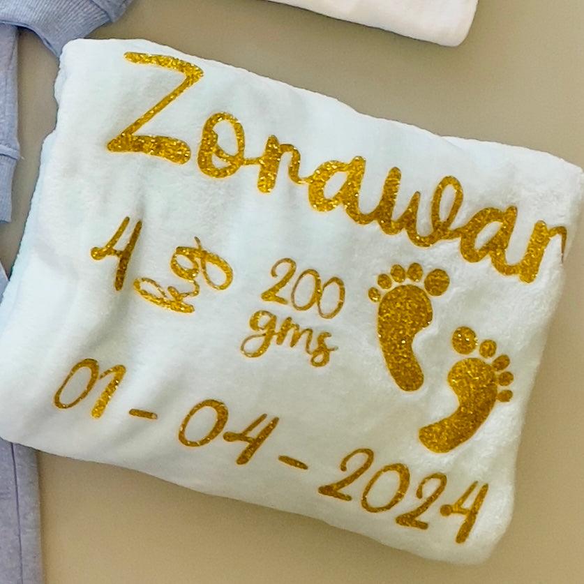 Personalised Baby Blanket with Birth Details | Newborn Gift | Keepsake