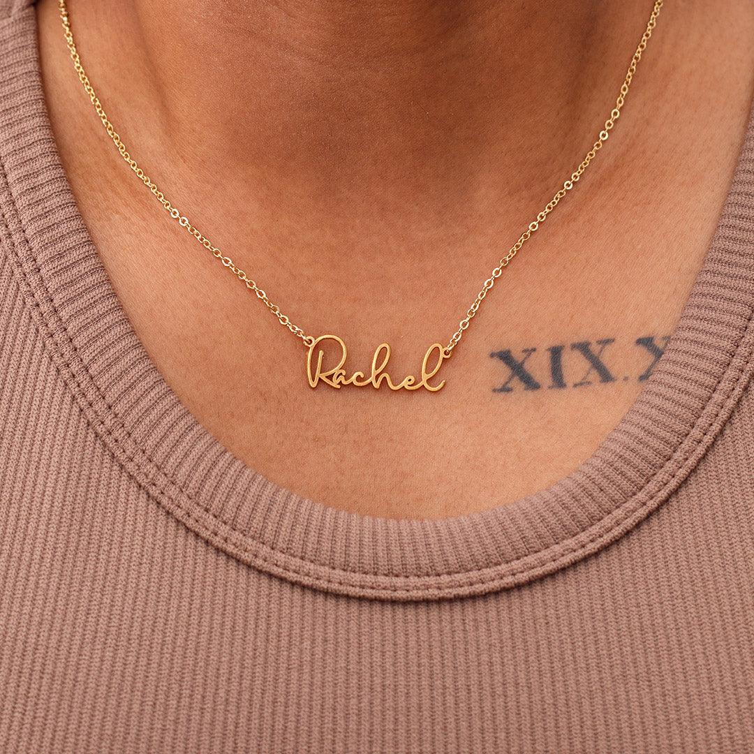 Personalised Cursive Name Necklace in 18k Gold Plated