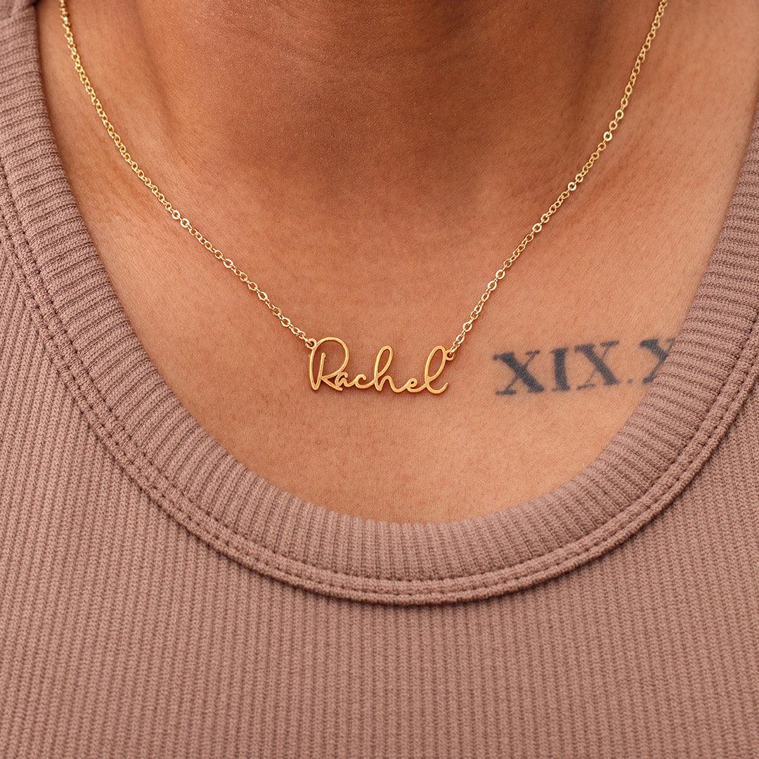 Michelle Cursive Neclice Personalised Cursive Name Necklace in 18k Gold Plated – Virsaa Gifts ...