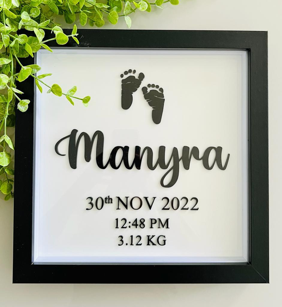 Personalised Laser Cut Birth Announcement Shadow box